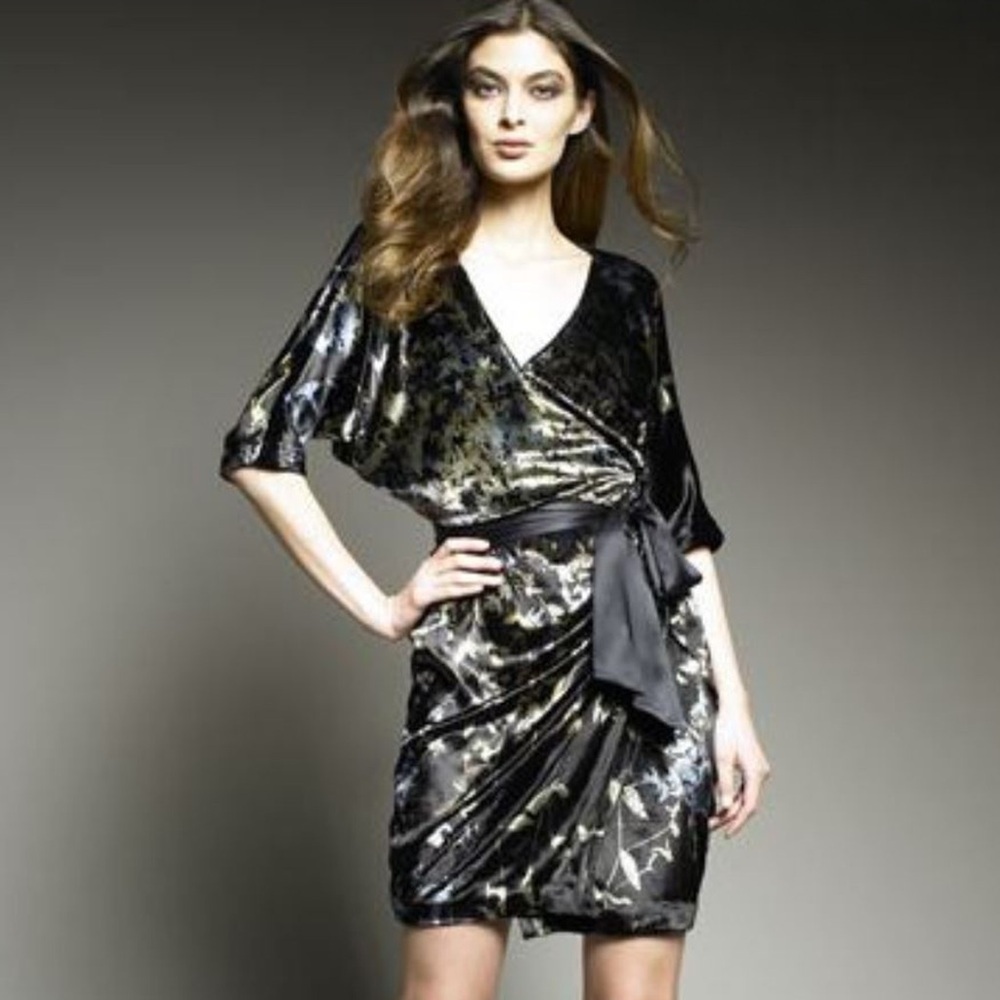 Diane von Furstenberg - Grano Floral Print Molten Velvet Dress - Black